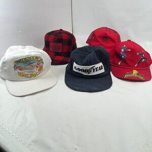 Vintage 90’s hat lot of 5 woolrich Power ranger Goodyear Pizza hut